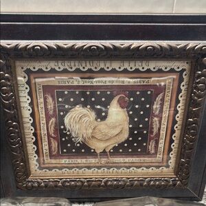 Kirklands Rooster Framed Art Brown Cream Home Decor Accent Frame Final Sale
